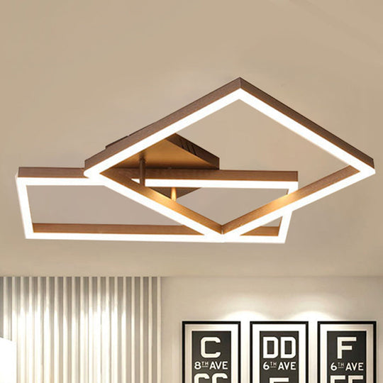 Modern Metal Geometric Semi Flush Light with LED 2/3/4 Lights in Brown, White/Warm Light