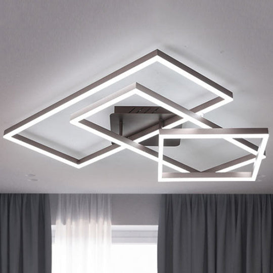 Modern Metal Geometric Semi Flush Light with LED 2/3/4 Lights in Brown, White/Warm Light