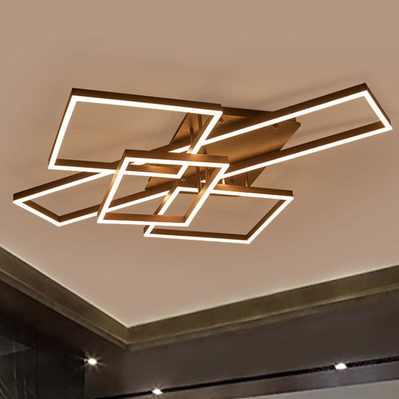 Modern Metal Geometric Semi Flush Light with LED 2/3/4 Lights in Brown, White/Warm Light