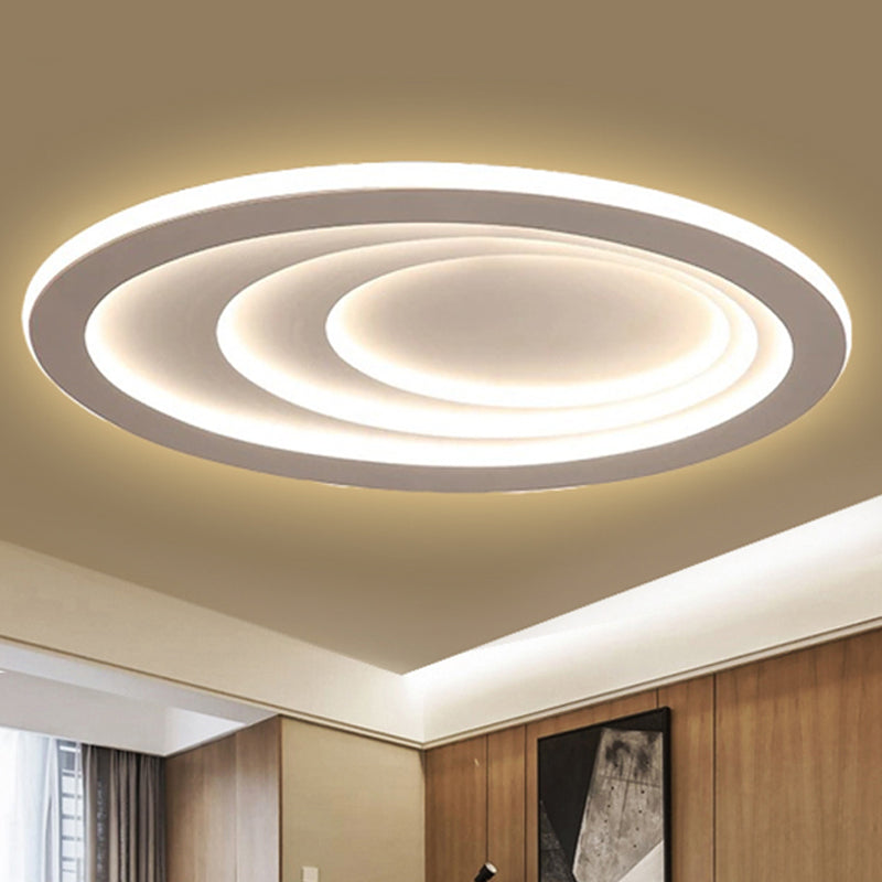 Modern Oval Living Room Ceiling Lamp - Acrylic LED Flush Mount - Adjustable Width 23.5"/29.5"/33.5" - Warm/White Light