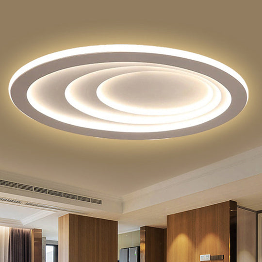 Modern Oval Living Room Ceiling Lamp - Acrylic LED Flush Mount - Adjustable Width 23.5"/29.5"/33.5" - Warm/White Light