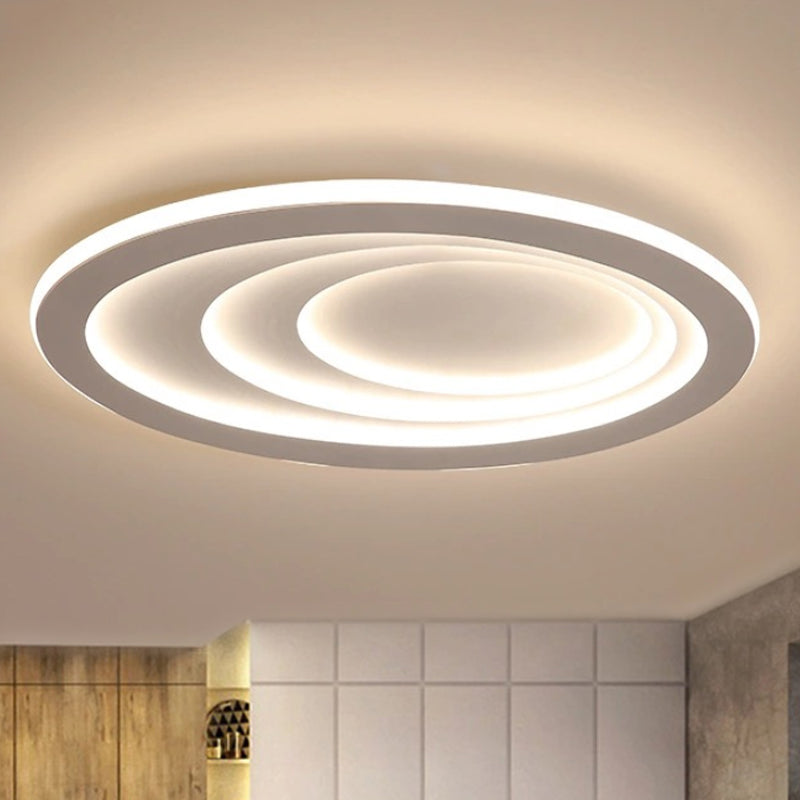 Modern Oval Living Room Ceiling Lamp - Acrylic LED Flush Mount - Adjustable Width 23.5"/29.5"/33.5" - Warm/White Light