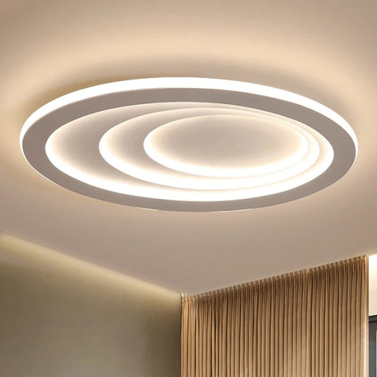 Modern Oval Living Room Ceiling Lamp - Acrylic LED Flush Mount - Adjustable Width 23.5"/29.5"/33.5" - Warm/White Light