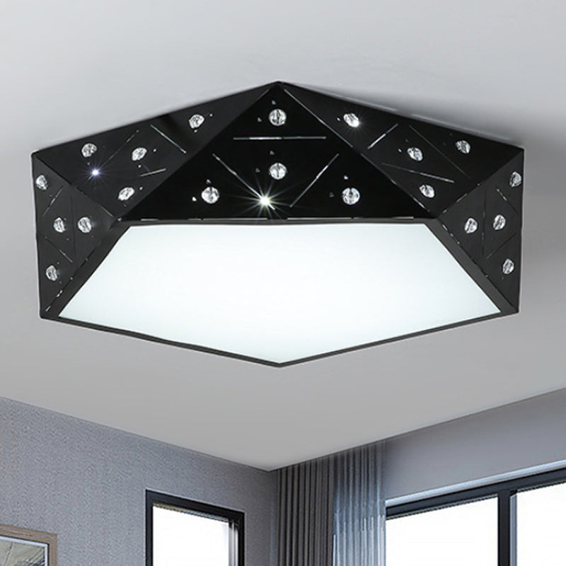 Modern Geometric Flushmount Nordic Led Light - Crystal Accents Black/White 16/19.5 Wide