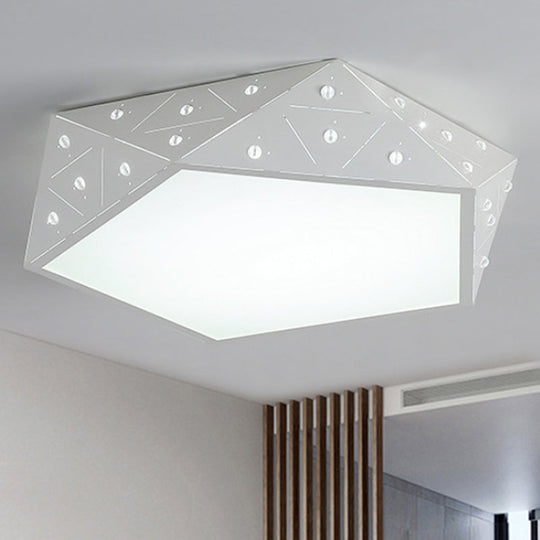 Modern Geometric Flushmount Nordic Led Light - Crystal Accents Black/White 16/19.5 Wide White / 16