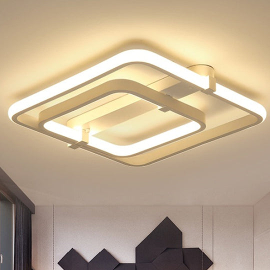 Sleek Rectangular Acrylic Semi Flush Modernist Ceiling Light Fixture with White/Warm LED Lighting - 2/3 Lights