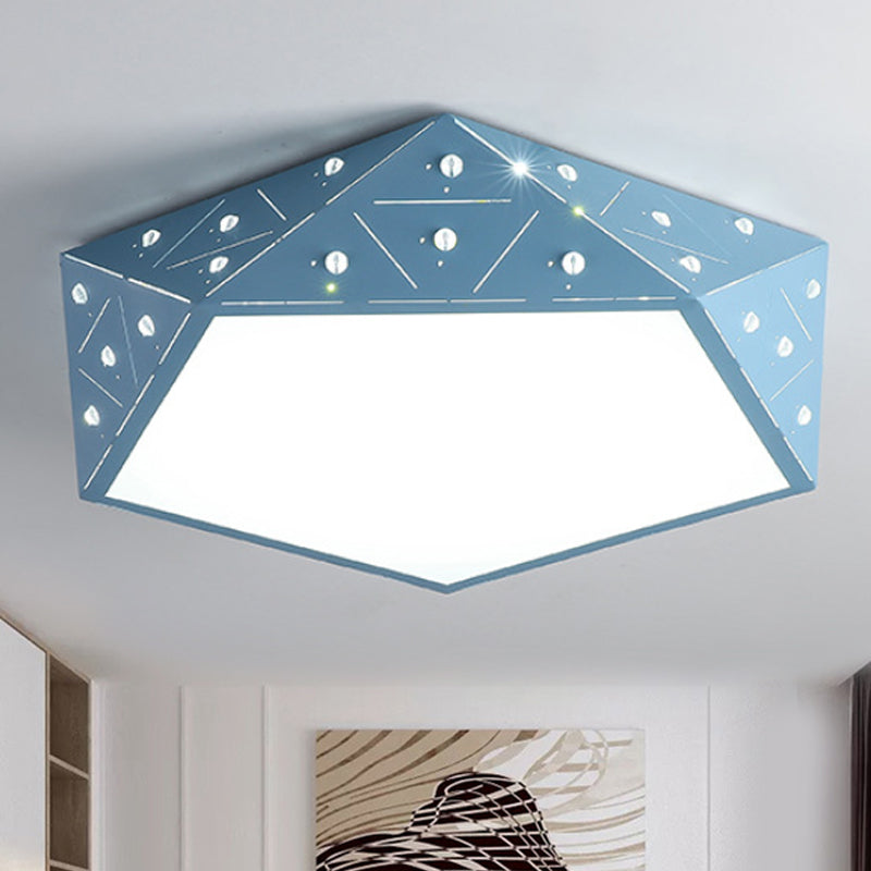 Geometric Acrylic LED Ceiling Light (16"/19.5" Wide) - Macaron Collection - Pink/Blue/Yellow Options