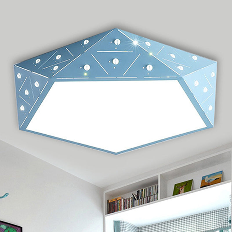 Geometric Acrylic LED Ceiling Light (16"/19.5" Wide) - Macaron Collection - Pink/Blue/Yellow Options