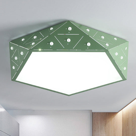 Geometric Acrylic LED Ceiling Light (16"/19.5" Wide) - Macaron Collection - Pink/Blue/Yellow Options