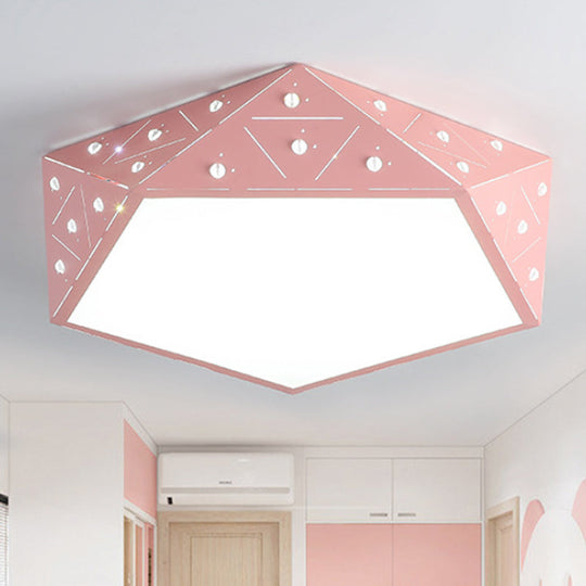 Geometric Acrylic LED Ceiling Light (16"/19.5" Wide) - Macaron Collection - Pink/Blue/Yellow Options