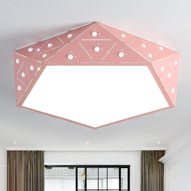 Geometric Acrylic LED Ceiling Light (16"/19.5" Wide) - Macaron Collection - Pink/Blue/Yellow Options