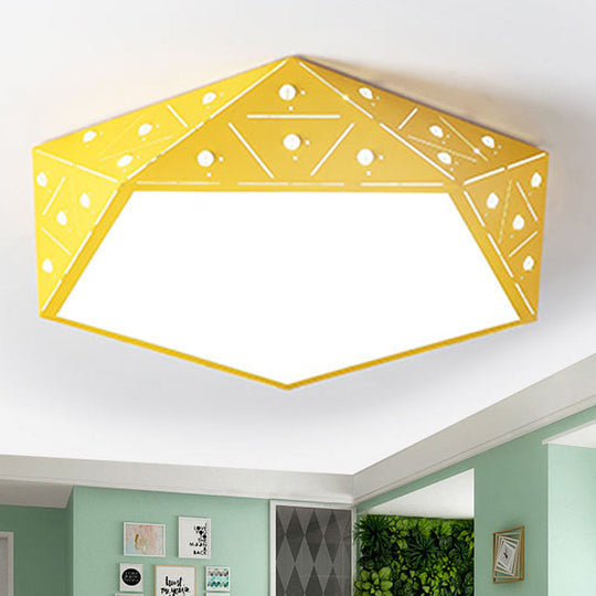 Geometric Acrylic LED Ceiling Light (16"/19.5" Wide) - Macaron Collection - Pink/Blue/Yellow Options