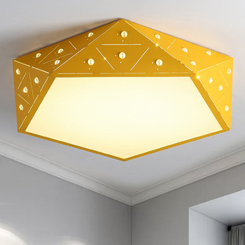 Geometric Acrylic LED Ceiling Light (16"/19.5" Wide) - Macaron Collection - Pink/Blue/Yellow Options