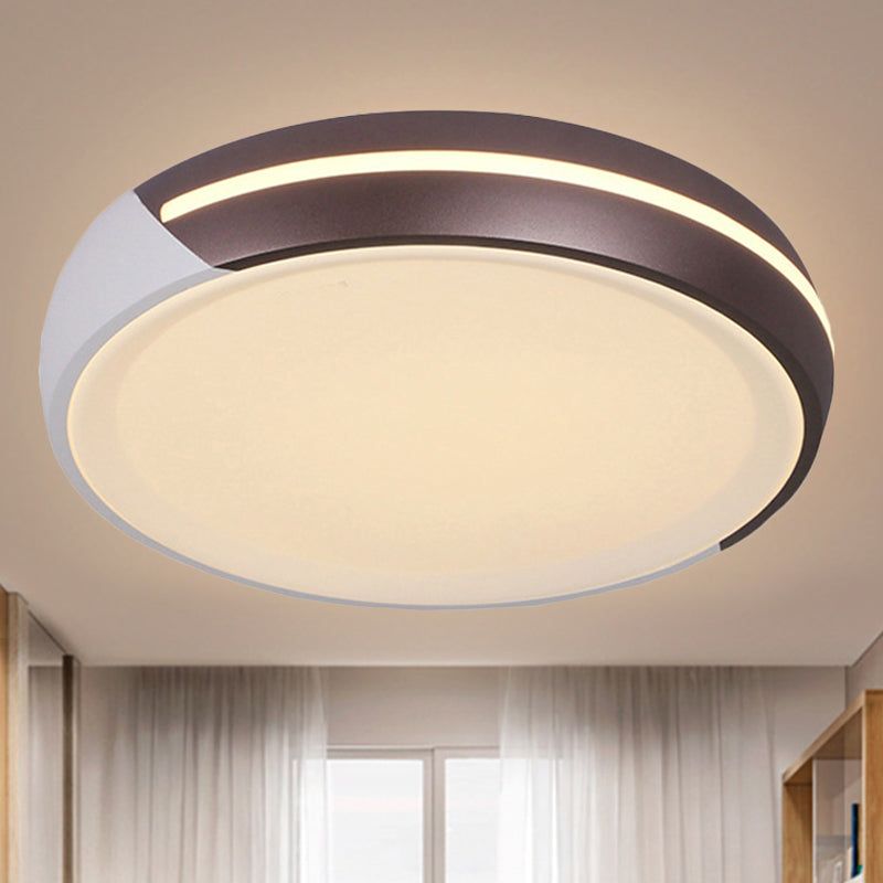 Simplicity Acrylic Brown LED Flush Light Fixture, 18"/21.5" Dia Round, Warm/White Light