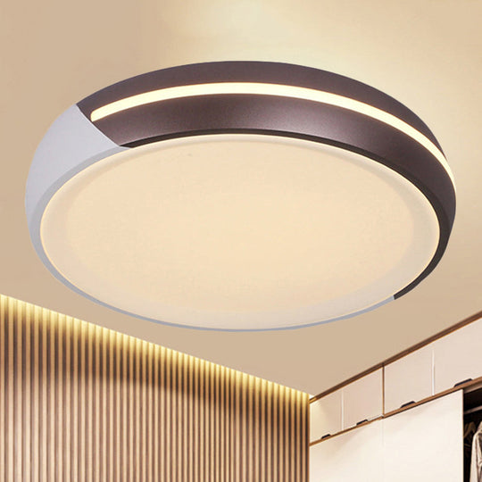 Simplicity Acrylic Brown LED Flush Light Fixture, 18"/21.5" Dia Round, Warm/White Light