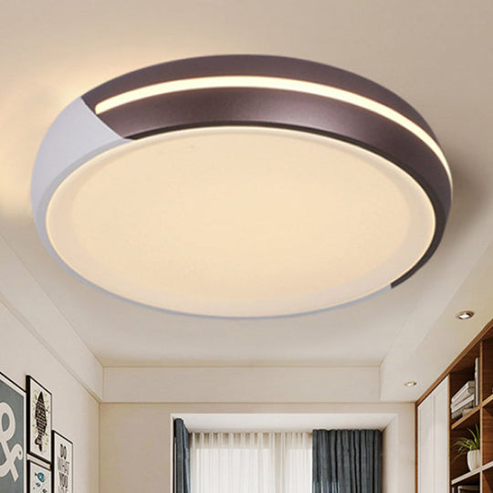 Simplicity Acrylic Brown LED Flush Light Fixture, 18"/21.5" Dia Round, Warm/White Light