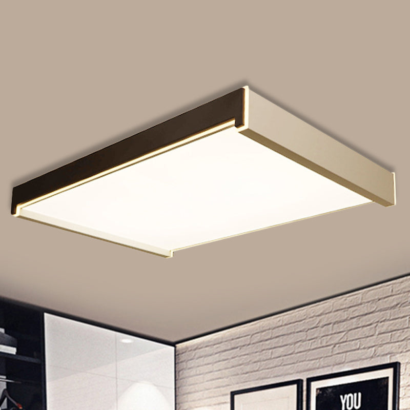 Rectangular Acrylic LED Flush Light - Modern 19.5"/27"/29.5" Wide White Ceiling Fixture with Warm/White/Natural Light