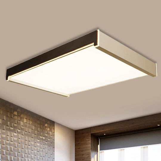 Rectangular Acrylic LED Flush Light - Modern 19.5"/27"/29.5" Wide White Ceiling Fixture with Warm/White/Natural Light