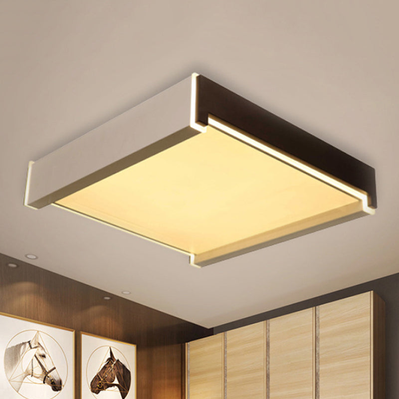 Rectangular Acrylic LED Flush Light - Modern 19.5"/27"/29.5" Wide White Ceiling Fixture with Warm/White/Natural Light