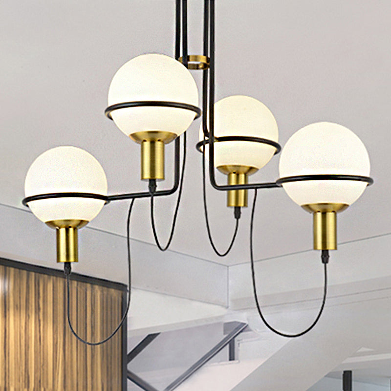 Contemporary 2/4-Light Gold Hanging Pendant Chandelier with Clear Glass Shade