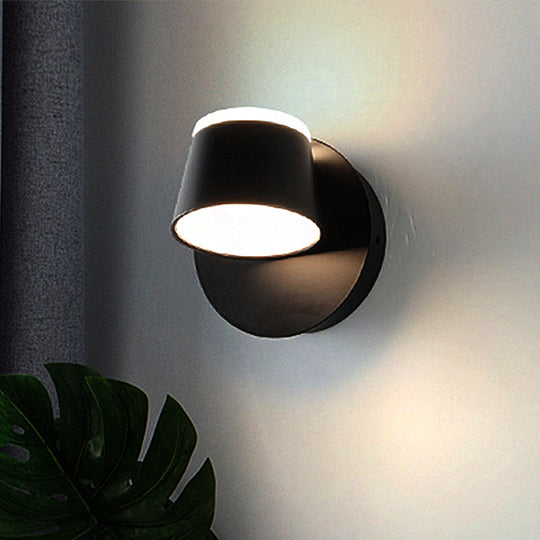 Modern 1/2/3-Light Bedroom Wall Sconce With Cone Metal Shade - White/Black Vanity Lighting Fixture