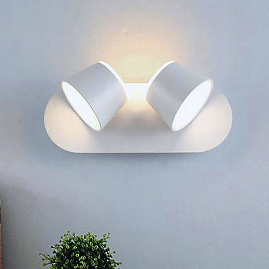 Modern 1/2/3-Light Bedroom Wall Sconce With Cone Metal Shade - White/Black Vanity Lighting Fixture