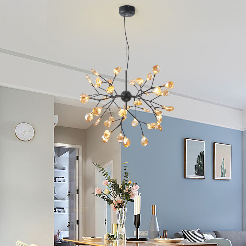 Heracleum Led Chandelier: Elegant Tan Blown Glass Hanging Light For Dining Room 45 / Warm