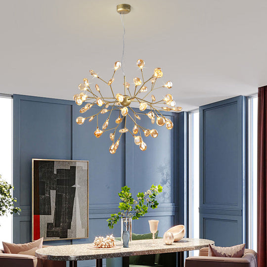 Heracleum Led Chandelier: Elegant Tan Blown Glass Hanging Light For Dining Room 54 / Warm