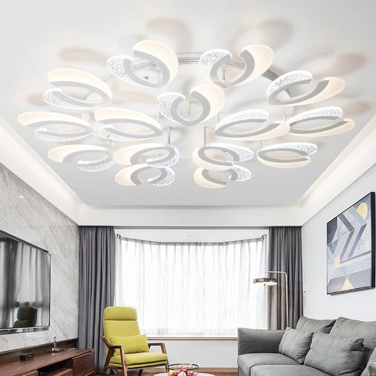 Minimalistic White Floral LED Acrylic Flush Mount Light for Living Room Ceiling