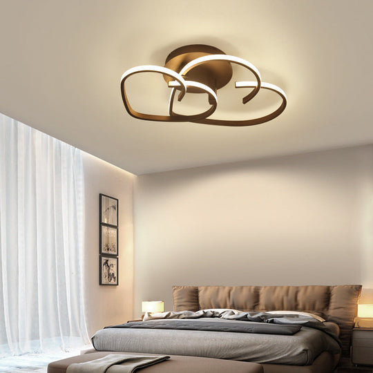 A Radiant Expression Of Love: Modern 2-Light Led Semi-Flush Mount Ceiling Light In The Shape A Heart