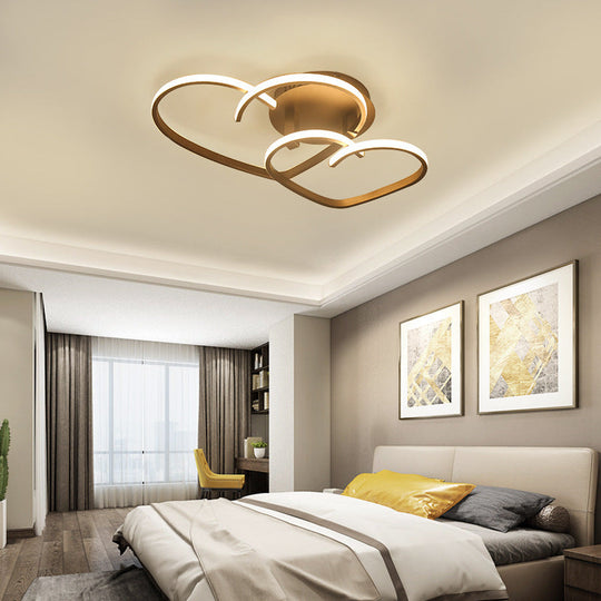 A Radiant Expression of Love: Modern 2-Light LED Semi-Flush Mount Ceiling Light in the Shape of a Heart