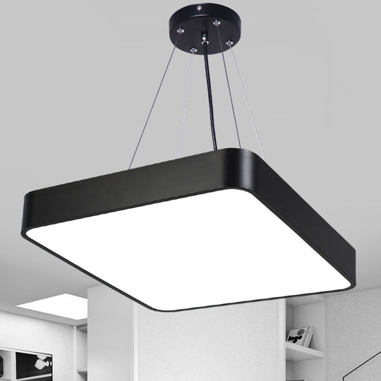 Nordic Led Commercial Pendant Light With Diffuser - Square Office Hanging Fixture Black / 15.5