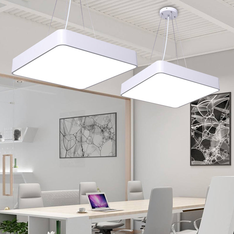 Nordic Led Commercial Pendant Light With Diffuser - Square Office Hanging Fixture