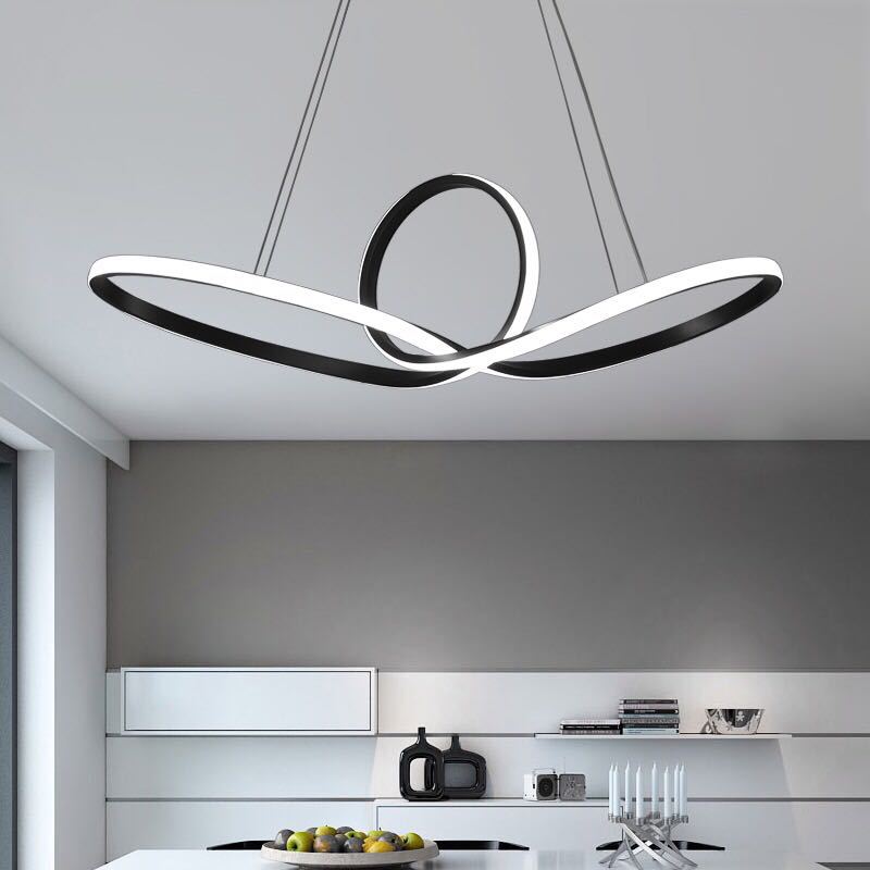 Sleek Acrylic Twist Pendant Ceiling Light With Simplicity Led For Dining Room Black / 23.5 Warm