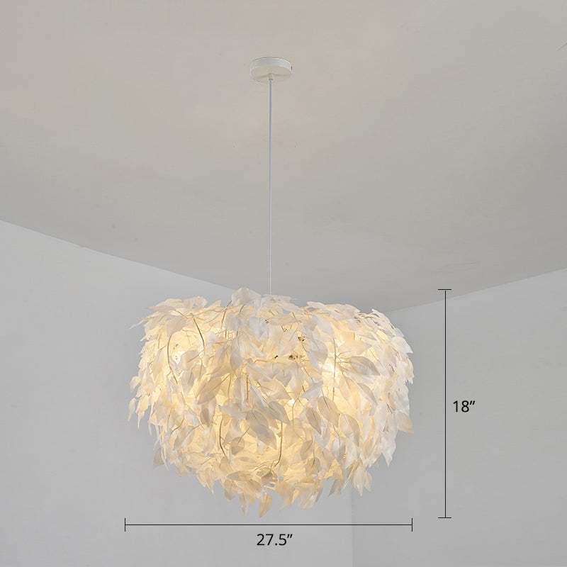 Sleek Nordic Fabric Pendant Light: White Domed Suspension For Living Room