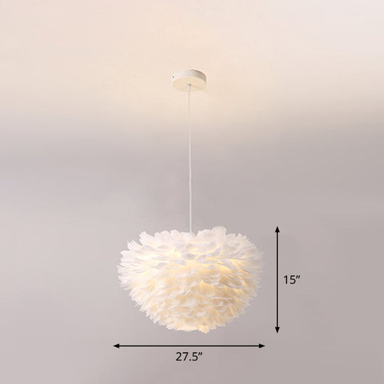 White Nordic Fabric Suspended Pendant Light for Living Room