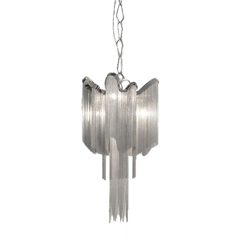 Modern Aluminum Chain Tassel Chandelier - Stylish 4-Light Silver Ceiling Light
(Note: The Revised