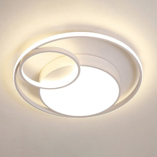 Metal Nordic Halo Led Bedroom Ceiling Light Fixture White / 19.5 Warm