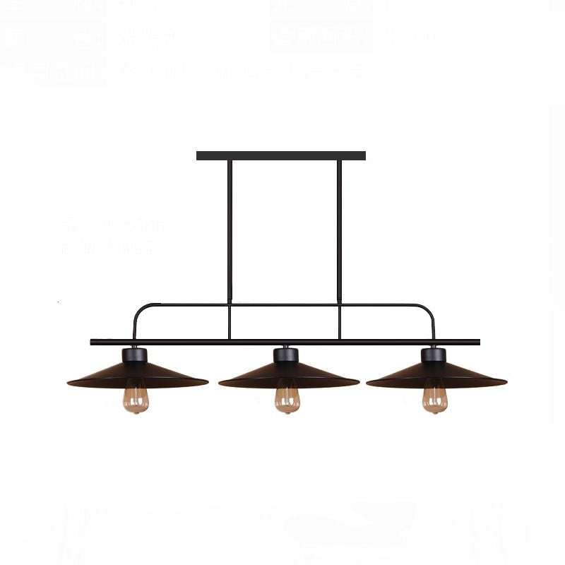 Industrial Black Finish Flared Hanging Lamp With 3 Lights - Perfect For Restaurants!