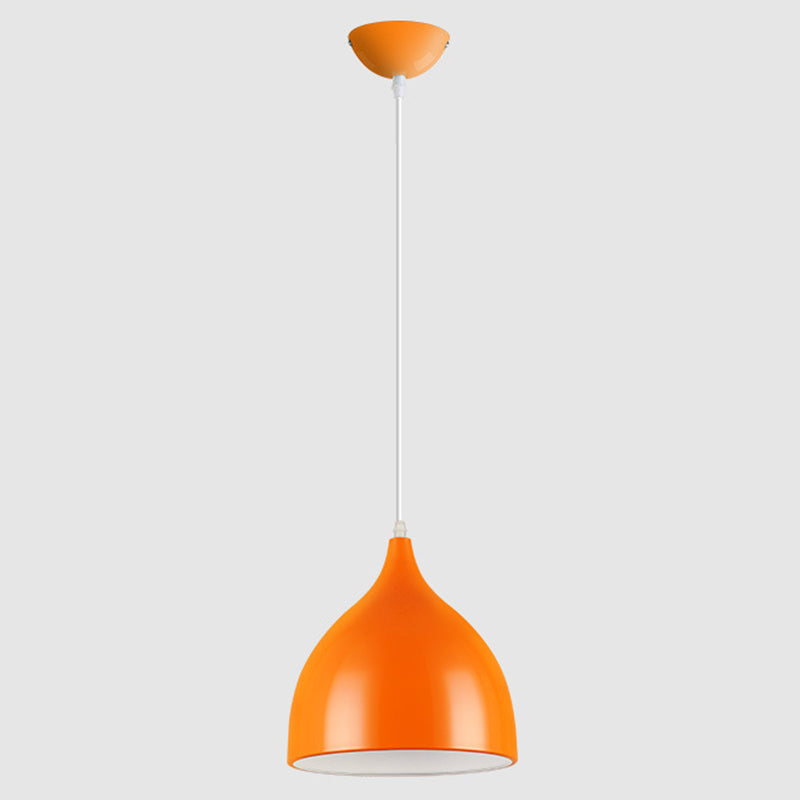 Aluminum Droplet Restaurant Pendant Light - 1 Head Macaron Stylish Lamp Orange / 6.5