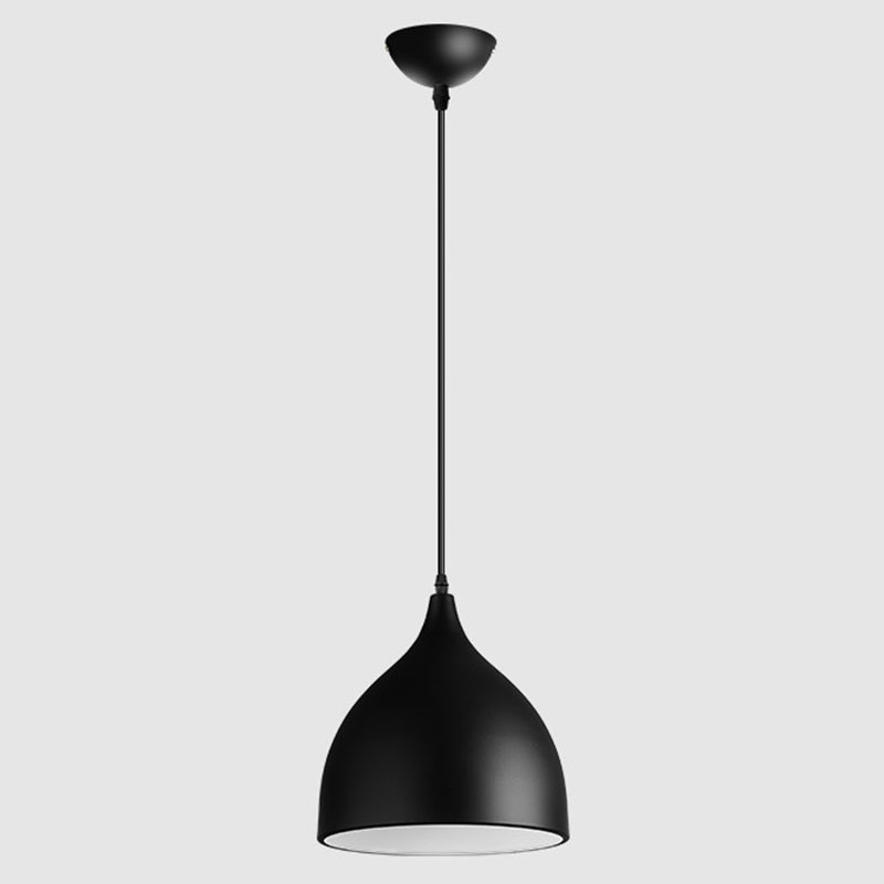 Aluminum Droplet Restaurant Pendant Light - 1 Head Macaron Stylish Lamp Black / 6.5