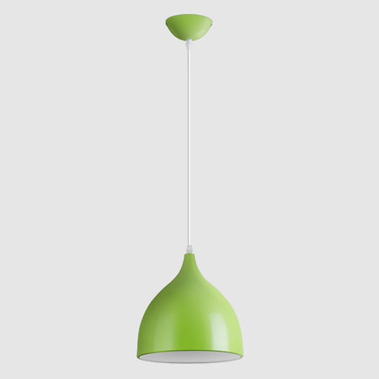 Aluminum Droplet Restaurant Pendant Light - 1 Head Macaron Stylish Lamp Green / 6.5