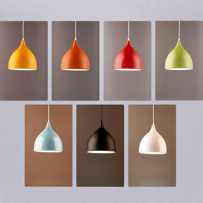 Aluminum Droplet Restaurant Pendant Light - 1 Head Macaron Stylish Lamp