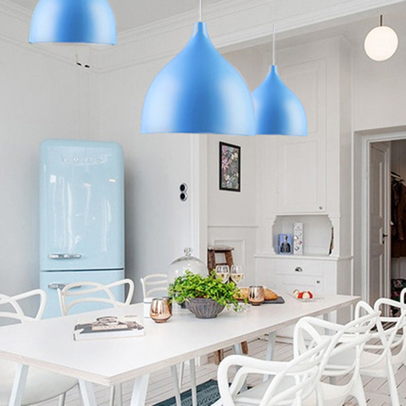 Aluminum Droplet Restaurant Pendant Light - 1 Head Macaron Stylish Lamp