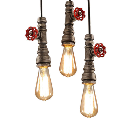 Industrial Iron Exposed Bulb Pendant Ceiling Light - Bronze Finish 1-Light Restaurant Down Lighting