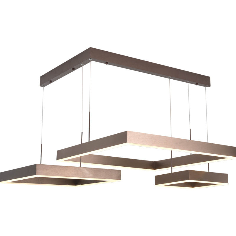 Modern Square Acrylic LED Chandelier - Coffee Finish Pendant Ceiling Light