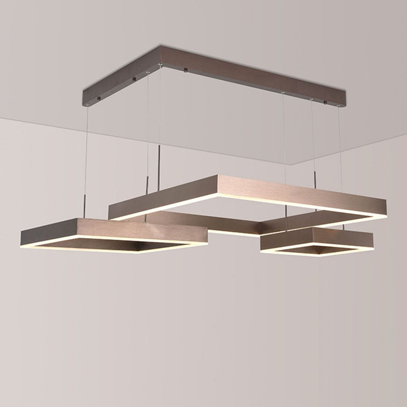 Modern Square Acrylic Pendant Ceiling Light With Led Coffee Chandelier