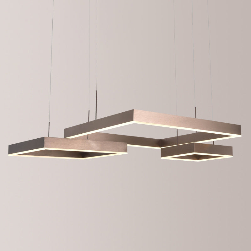 Modern Square Acrylic LED Chandelier - Coffee Finish Pendant Ceiling Light