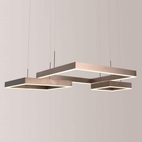 Modern Square Acrylic LED Chandelier - Coffee Finish Pendant Ceiling Light