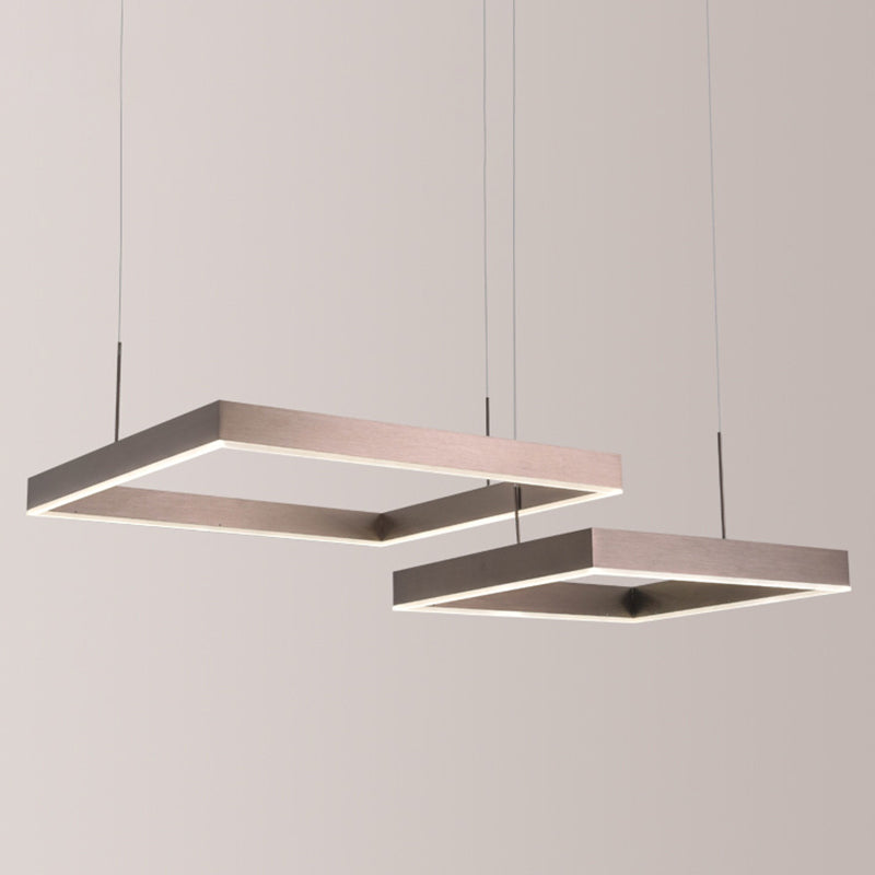 Modern Square Acrylic LED Chandelier - Coffee Finish Pendant Ceiling Light